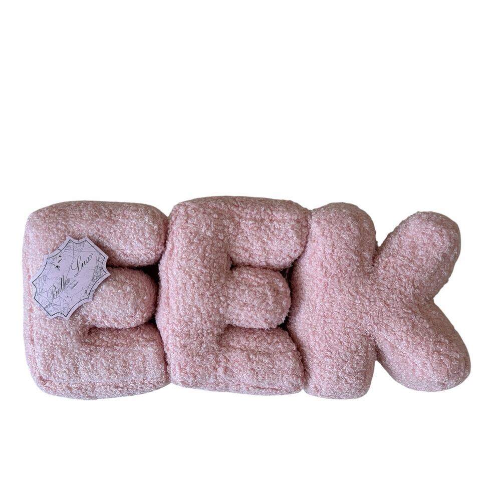 Bella Lux Pink EEK Sherpa Weighted Pillow 16x7 Chic Halloween Decor NEW